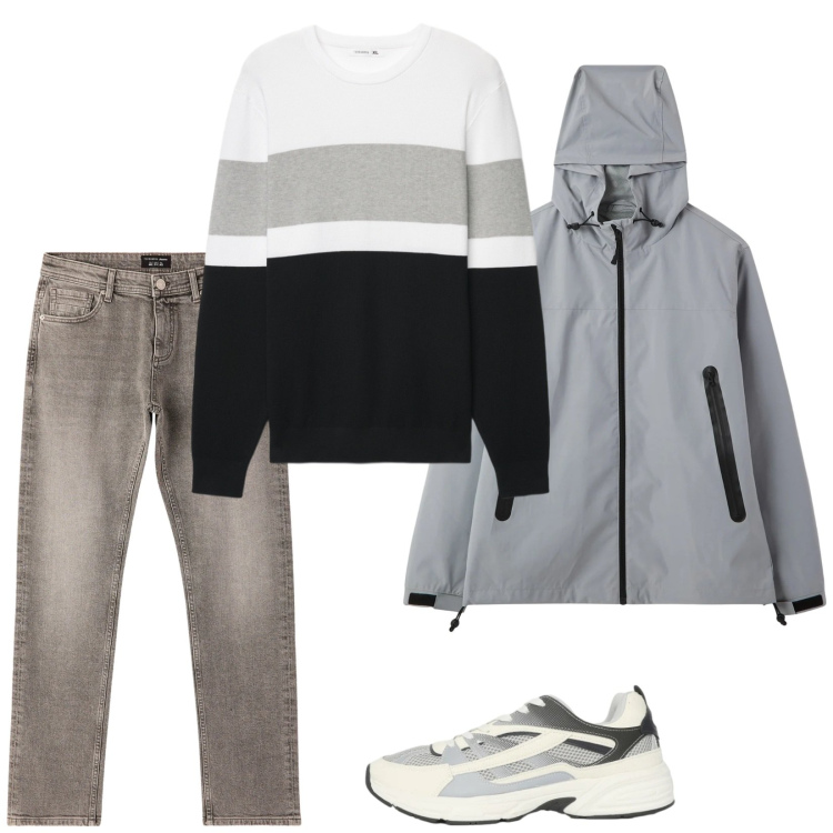 Outfit uomo - Total look #2344717. Stile Casual per Tutti i giorni. Abbinamento con giacche, sneakers, maglieria, jeans.