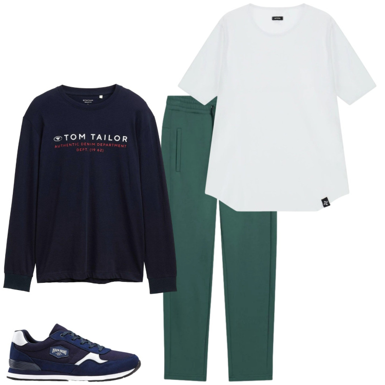 Outfit uomo - Total look #2344718. Stile Urban per Sport. Abbinamento con sneakers, maglieria, t-shirt, pantaloni.