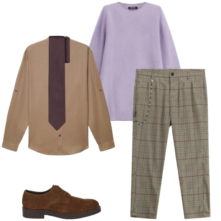 Outfit uomo - Total look #2344719. Stile Trendy per Serata speciale. Abbinamento con pantaloni, maglieria, camicie, scarpe stringate, cravatte.