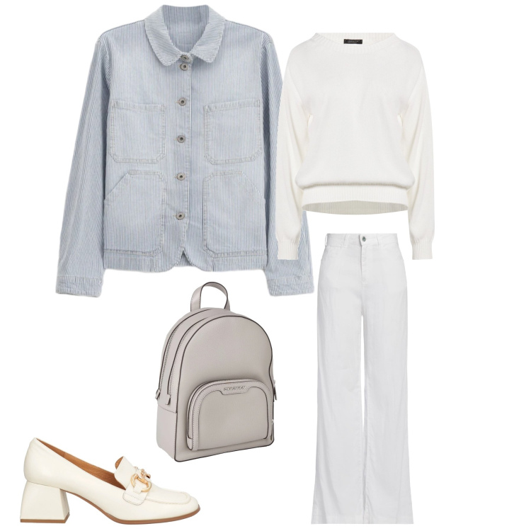 Outfit donna - Sky Blue Corduroy. Stile Urban per Tutti i giorni. Abbinamento con jeans, zaini, mocassini, pullovers, blazer.