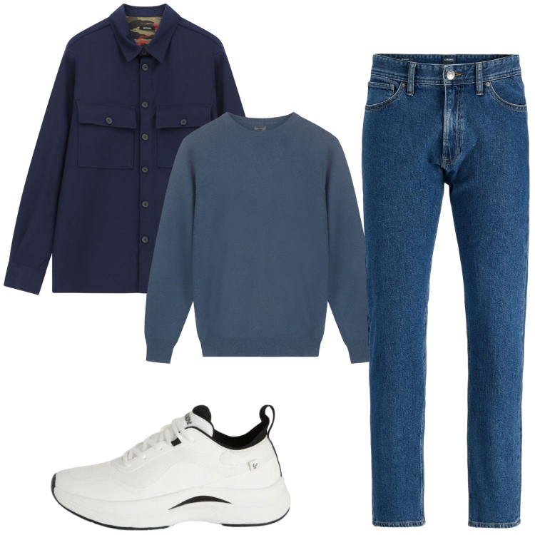 Outfit uomo - Total look #2344736. Stile Casual per Tutti i giorni. Abbinamento con jeans, camicie, sneakers, maglieria.