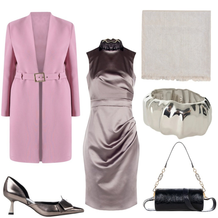 Outfit donna - Total look #2344749. Stile Chic per Serata fuori. Abbinamento con braccialetti, borse a mano, décolleté, vestiti a tubino, trench, sciarpe.