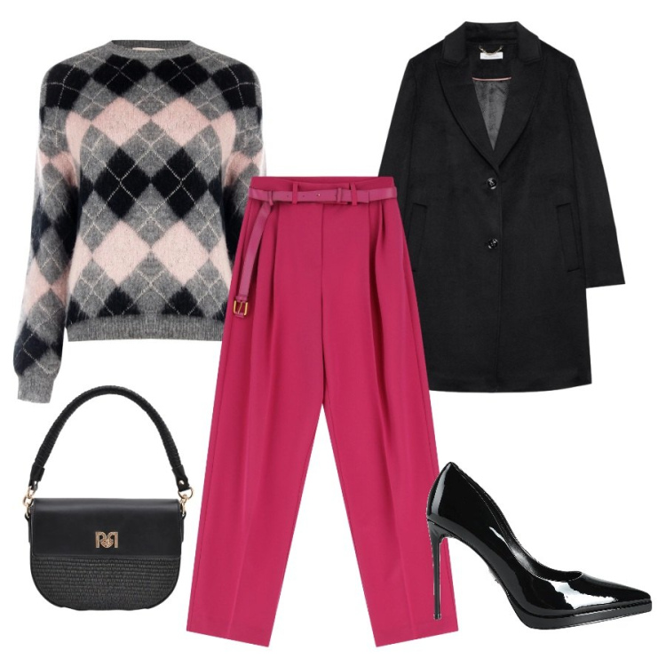 Outfit donna - Total look #2344798. Abbinamento con décolleté, pantaloni a palazzo, cappotti, borse a spalla, maglieria.