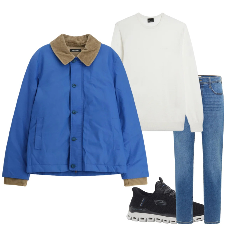 Outfit uomo - Total look #2344852. Stile Casual per Tutti i giorni. Abbinamento con sneakers, jeans bootcut, cappotti, maglieria.