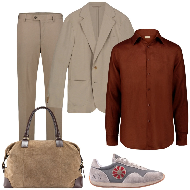 Outfit uomo - Un tocco di colore. Stile Trendy per Serata speciale. Abbinamento con giacche, camicie, borse sportive, sneakers, pantaloni.