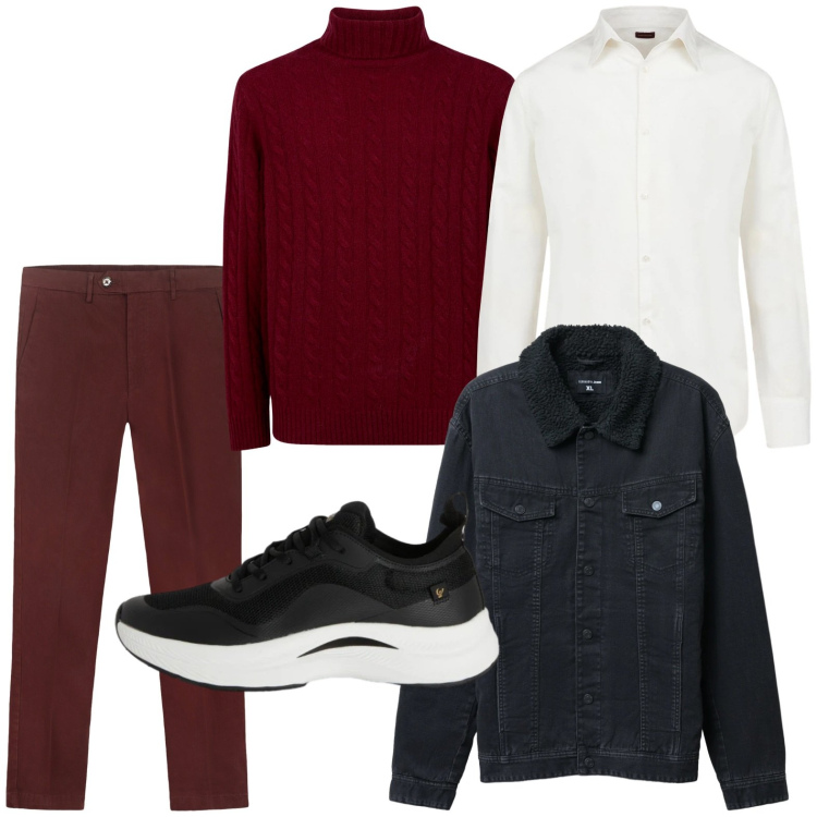 Outfit uomo - I pantaloni wine. Stile Casual per Tutti i giorni. Abbinamento con giacche, sneakers, camicie, maglieria, pantaloni chino.
