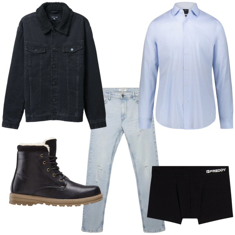 Outfit uomo - La camicia classica. Stile Casual per Tutti i giorni. Abbinamento con stivali e stivaletti, giacche, jeans strappati, boxer, camicie.