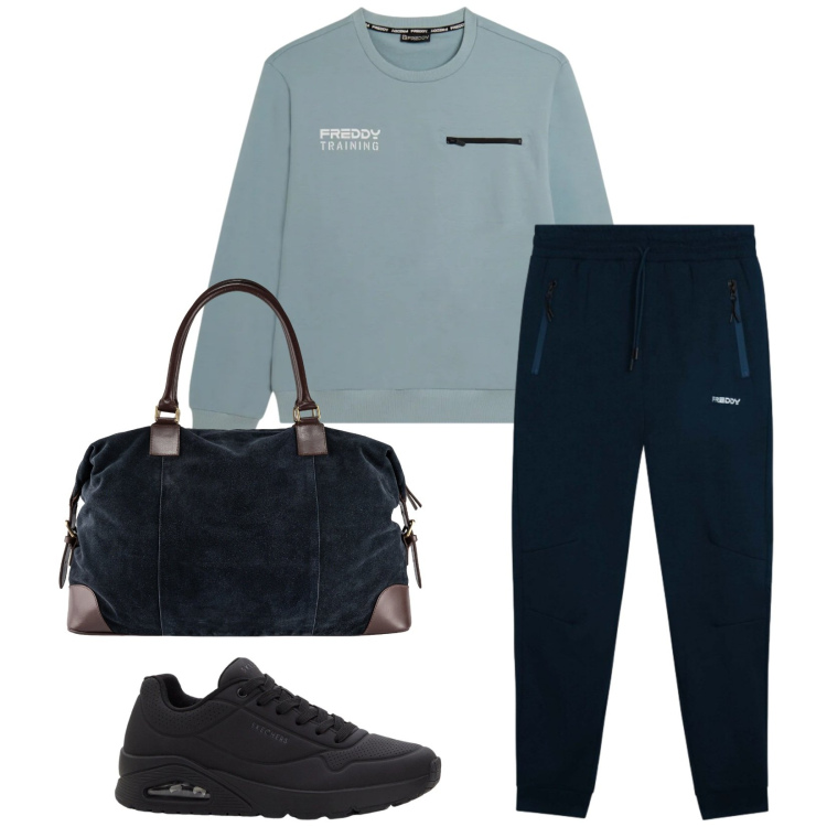 Outfit uomo - Total look #2344899. Stile Urban per Sport. Abbinamento con sneakers, pantaloni, felpe, borse sportive.