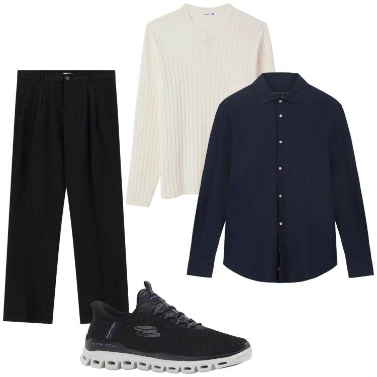 Outfit uomo - Al bar. Stile Casual per Tutti i giorni. Abbinamento con sneakers, pantaloni, maglieria, camicie.