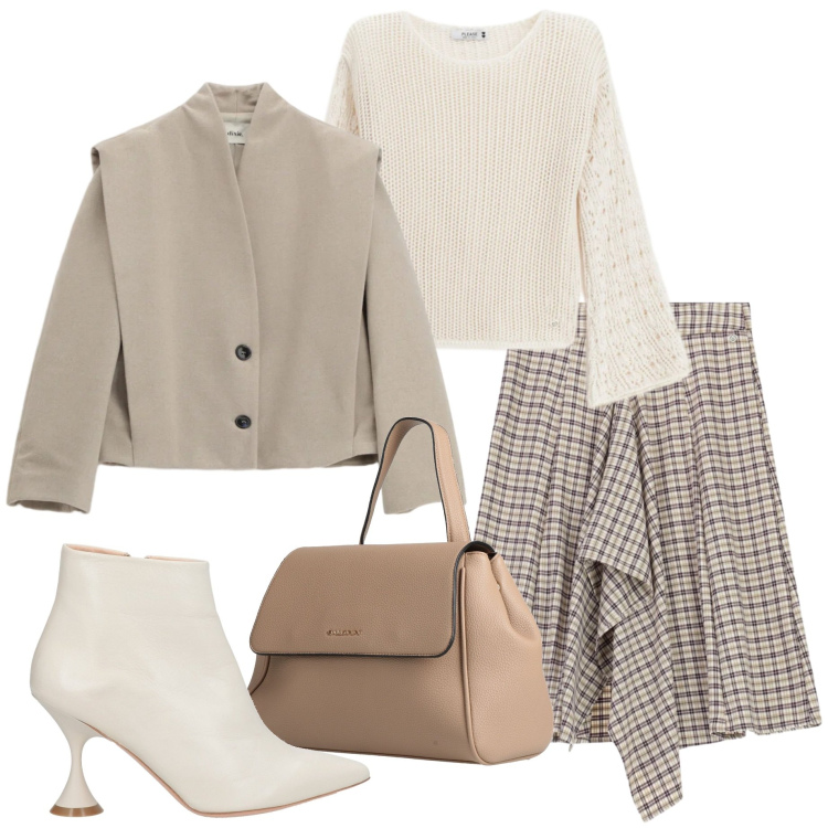 Outfit donna - Urban a febbraio. Stile Urban per Ufficio. Abbinamento con zaini, stivaletti, blazer, gonne longuette, maglieria.