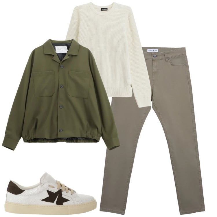 Outfit uomo - Total look #2344989. Stile Urban per Tutti i giorni. Abbinamento con pantaloni skinny, cappotti, maglieria, sneakers.