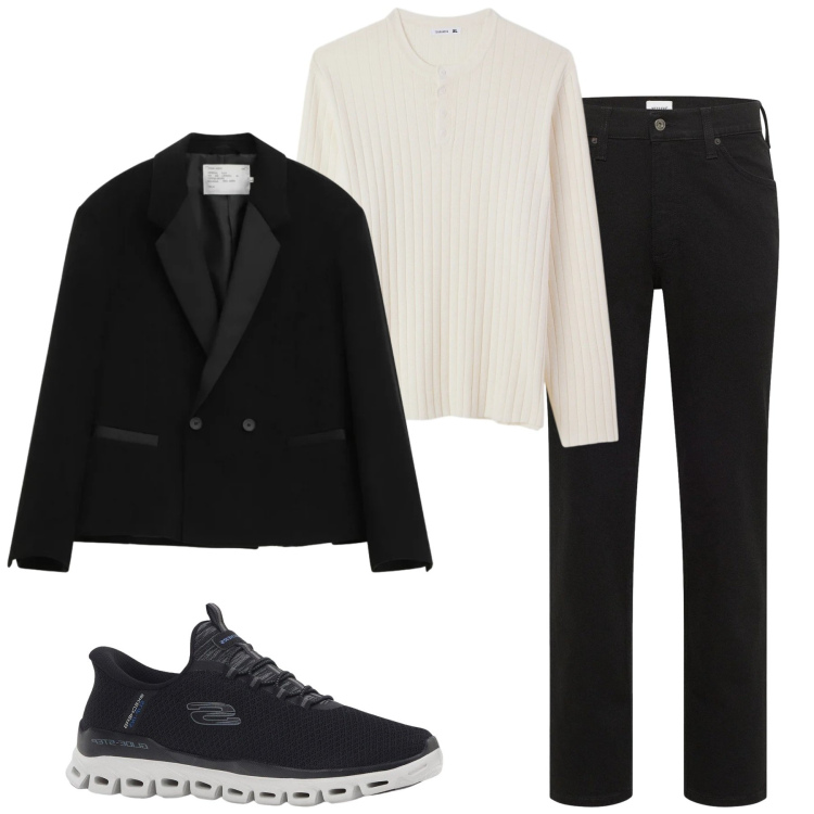 Outfit uomo - Total look #2344995. Stile Urban per Tutti i giorni. Abbinamento con sneakers, jeans dritti, giacche, maglieria.