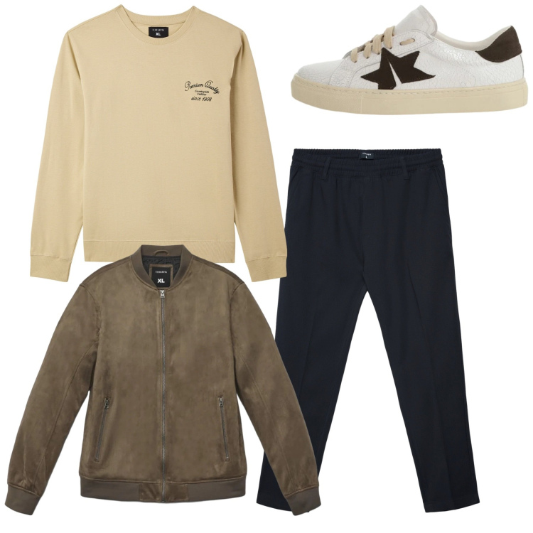 Outfit uomo - Total tutti i giorni. Stile Casual per Tutti i giorni. Abbinamento con felpe, giacche, pantaloni, sneakers.