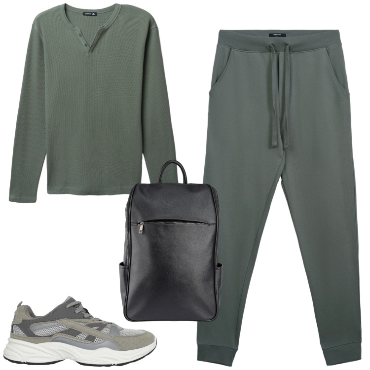 Outfit uomo - Total look #2345000. Stile Casual per Tutti i giorni. Abbinamento con sneakers, t-shirt, pantaloni, borse sportive.