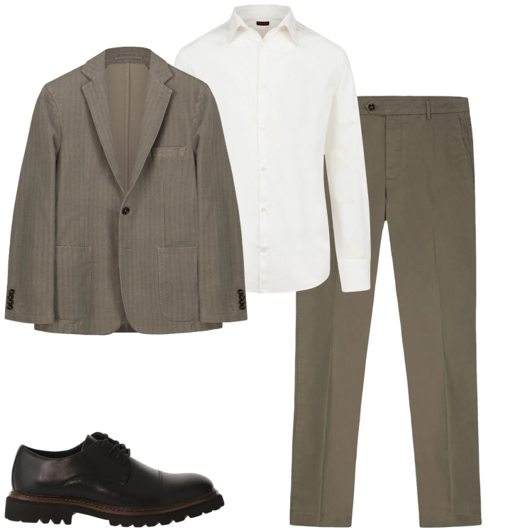 Outfit uomo - City. Stile Business/Elegante per Tutti i giorni. Abbinamento con scarpe stringate, camicie, giacche, pantaloni chino.