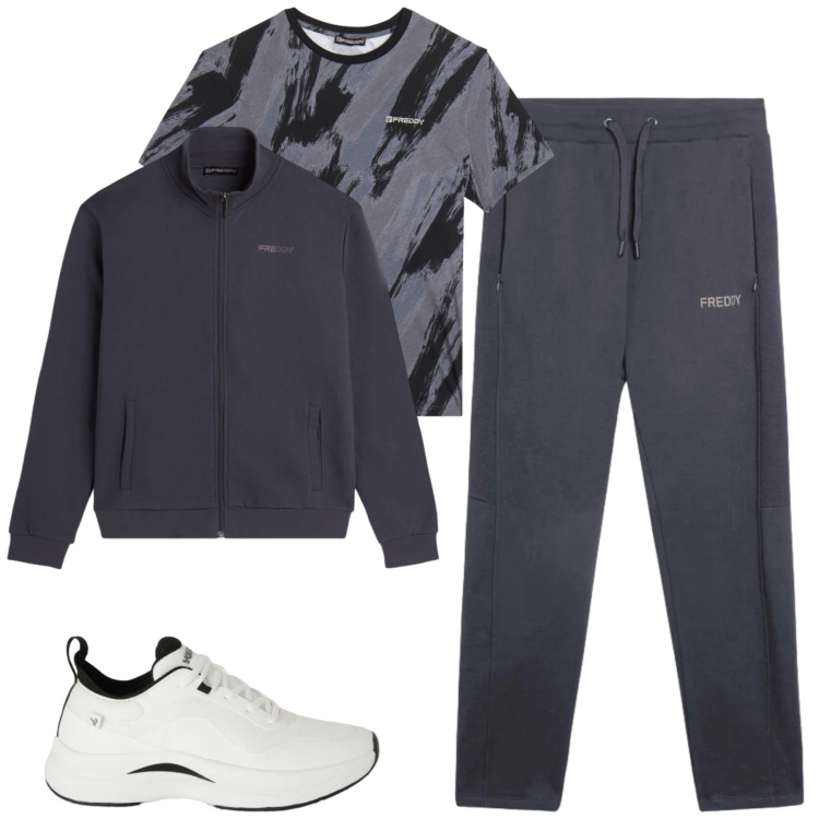 Outfit uomo - Total look #2345018. Stile Casual per Tutti i giorni. Abbinamento con sneakers, pantaloni, t-shirt, felpe.