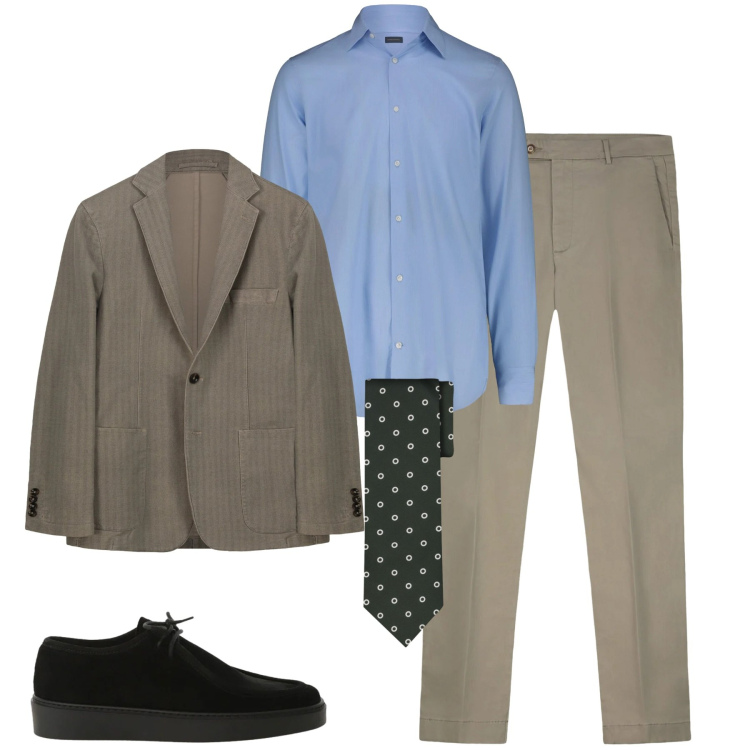 Outfit uomo - Total look #2345019. Stile Urban per Tutti i giorni. Abbinamento con scarpe stringate, giacche, camicie, cravatte, pantaloni chino.