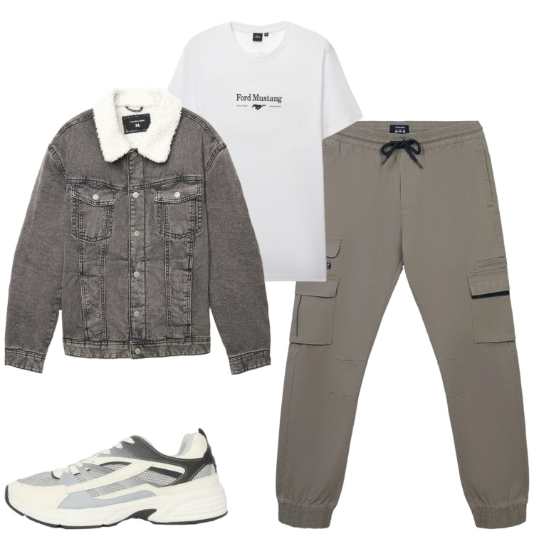 Outfit uomo - Total look #2345034. Stile Casual per Tutti i giorni. Abbinamento con pantaloni cargo, cappotti, sneakers, t-shirt.