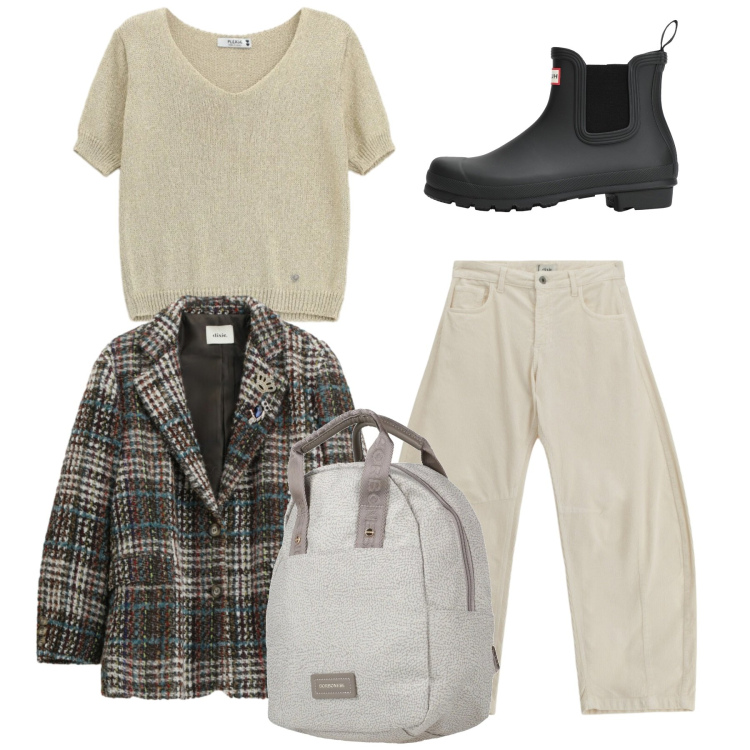 Outfit donna - Febbraio in tonalità soft - Focus Donna. Stile Casual per Tutti i giorni. Abbinamento con zaini, stivaletti, pantaloni a palazzo, cappotti, maglieria.