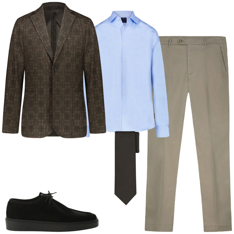 Outfit uomo - Total look #2345038. Stile Trendy per Tutti i giorni. Abbinamento con scarpe stringate, camicie, giacche, cravatte, pantaloni chino.