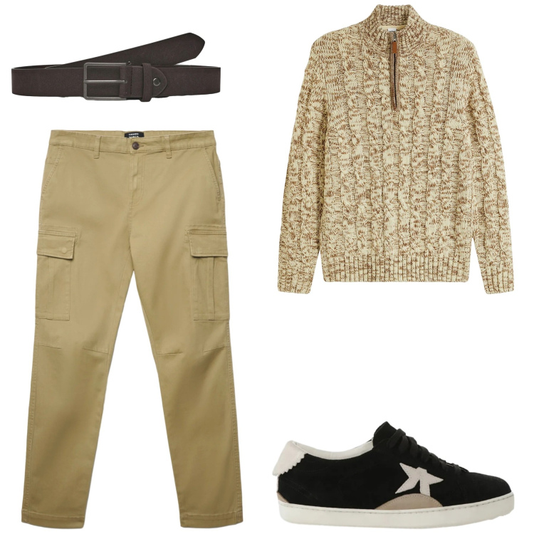 Outfit uomo - Total look #2345039. Stile Urban per Tutti i giorni. Abbinamento con maglieria, sneakers, cinture, pantaloni cargo.