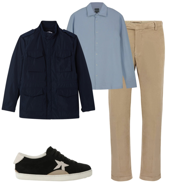 Outfit uomo - Total look #2345044. Stile Urban per Tutti i giorni. Abbinamento con giacche, sneakers, pantaloni, polo.