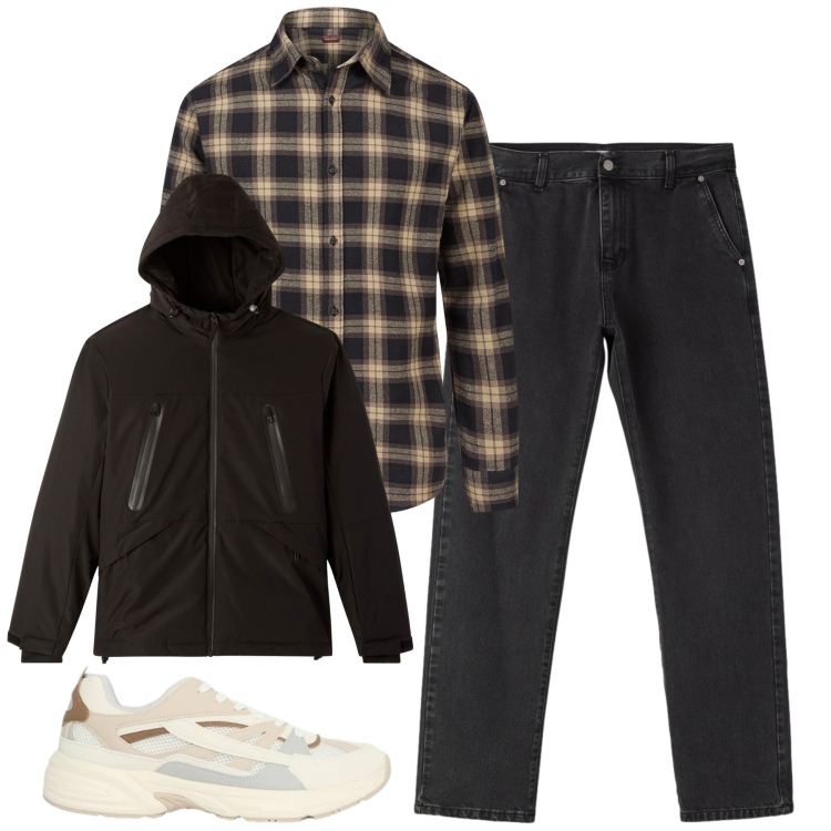 Outfit uomo - Total look #2345050. Stile Casual per Tutti i giorni. Abbinamento con giacche, sneakers, jeans dritti, camicie.