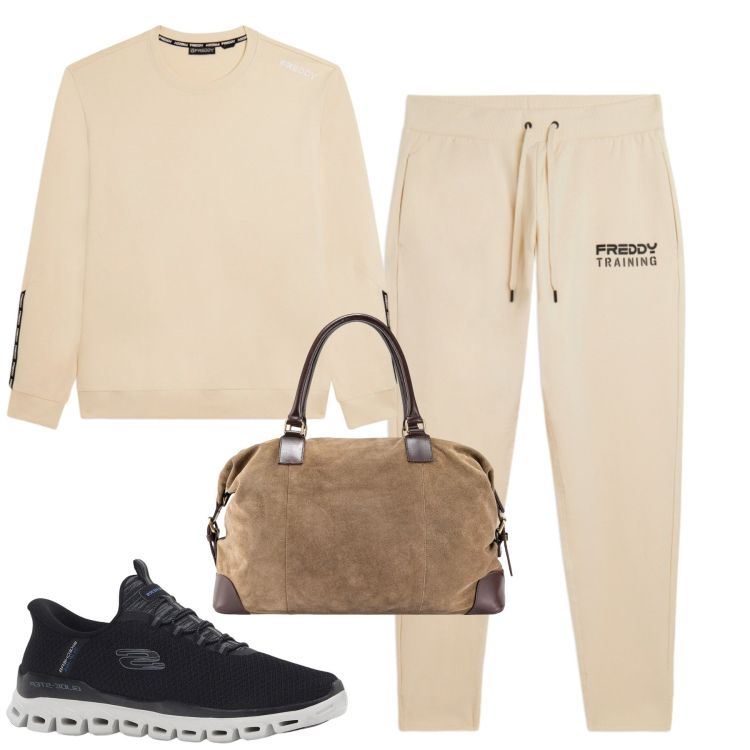 Outfit uomo - Total look #2345052. Stile Casual per Tutti i giorni. Abbinamento con sneakers, felpe, pantaloni, borse sportive.