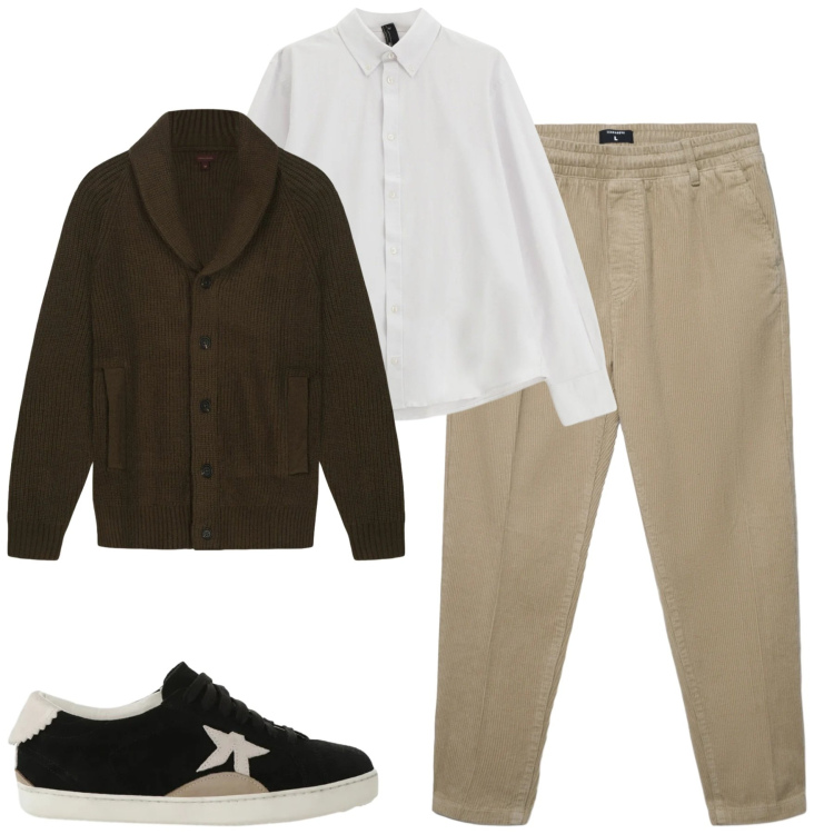 Outfit uomo - Total look #2345057. Stile Urban per Tutti i giorni. Abbinamento con camicie, sneakers, pantaloni, cardigans.