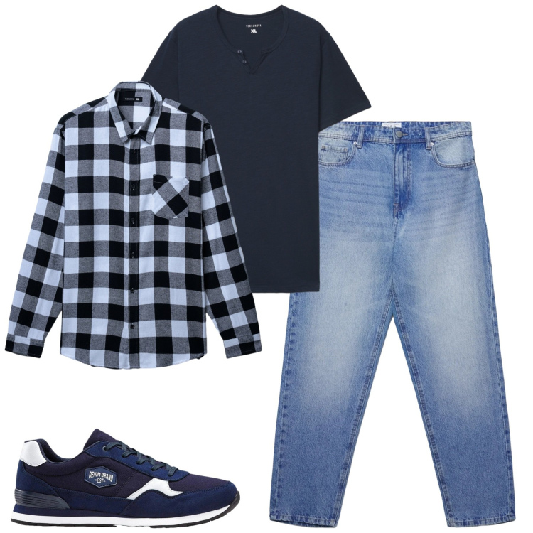 Outfit uomo - Total look #2345065. Stile Casual per Tutti i giorni. Abbinamento con sneakers, jeans, t-shirt, camicie.