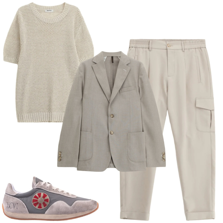 Outfit uomo - Total look #2345075. Stile Urban per Tutti i giorni. Abbinamento con pantaloni cargo, giacche, maglieria, sneakers.