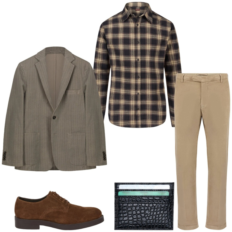 Outfit uomo - Total look #2345083. Stile Trendy per Ufficio. Abbinamento con camicie, scarpe stringate, pantaloni, giacche, portafogli.
