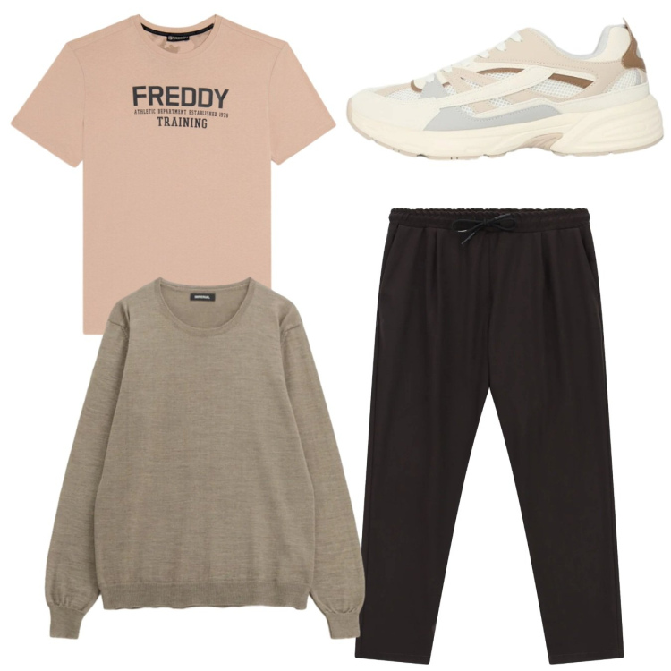 Outfit uomo - Total look #2345095. Stile Casual per Tutti i giorni. Abbinamento con pantaloni, maglieria, sneakers, t-shirt.