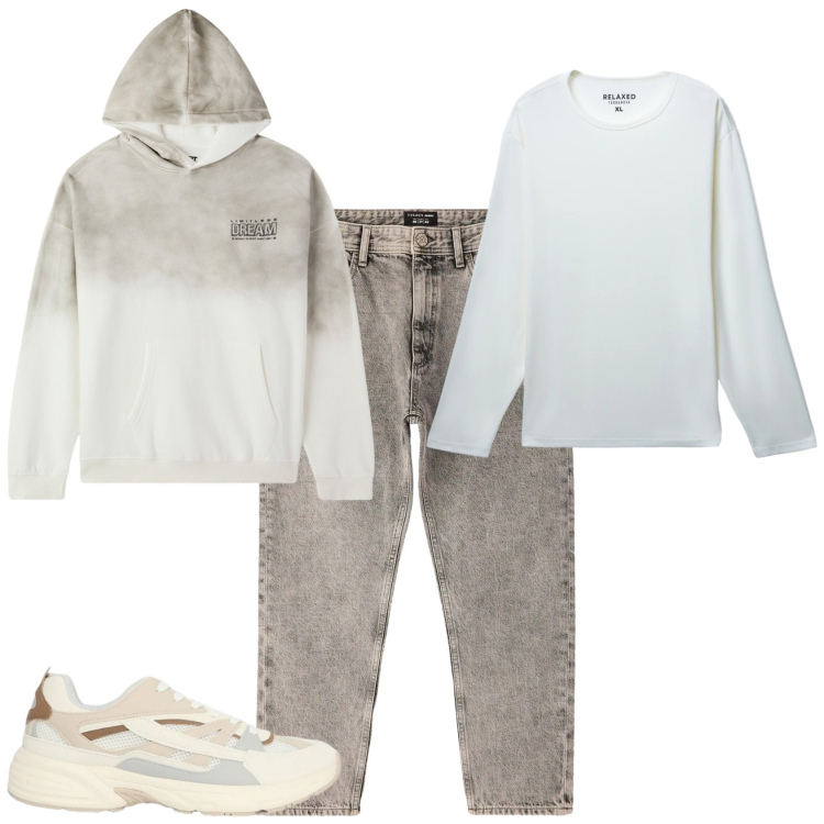 Outfit uomo - Urban ogni giorno. Stile Urban per Tutti i giorni. Abbinamento con jeans dritti, felpe con cappuccio, sneakers, t-shirt.