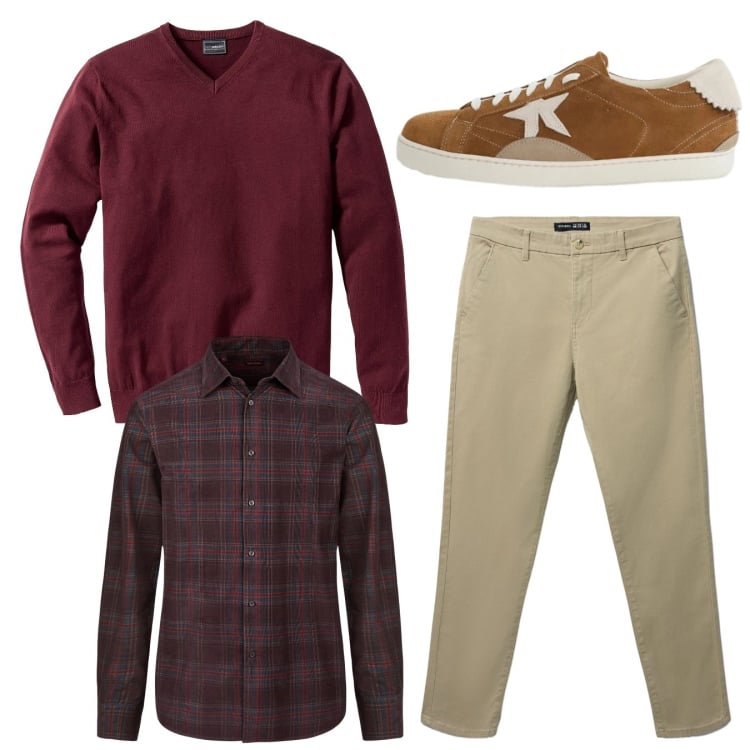 Outfit uomo - Total look #2345103. Stile Casual per Tutti i giorni. Abbinamento con maglieria, sneakers, pantaloni chino, camicie.