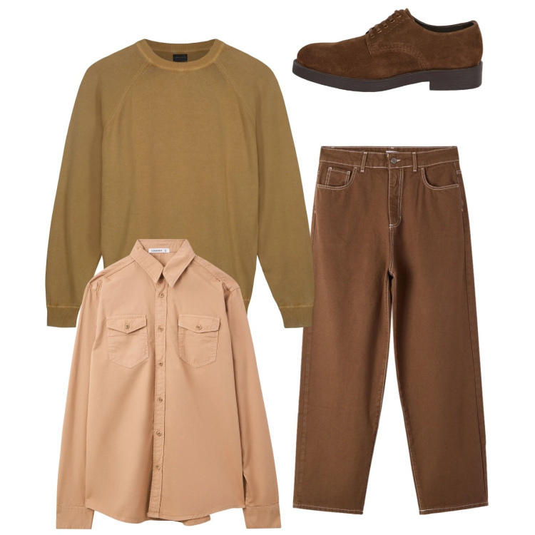 Outfit uomo - Total look #2345114. Stile Casual per Tutti i giorni. Abbinamento con camicie, pantaloni, scarpe stringate, maglieria.