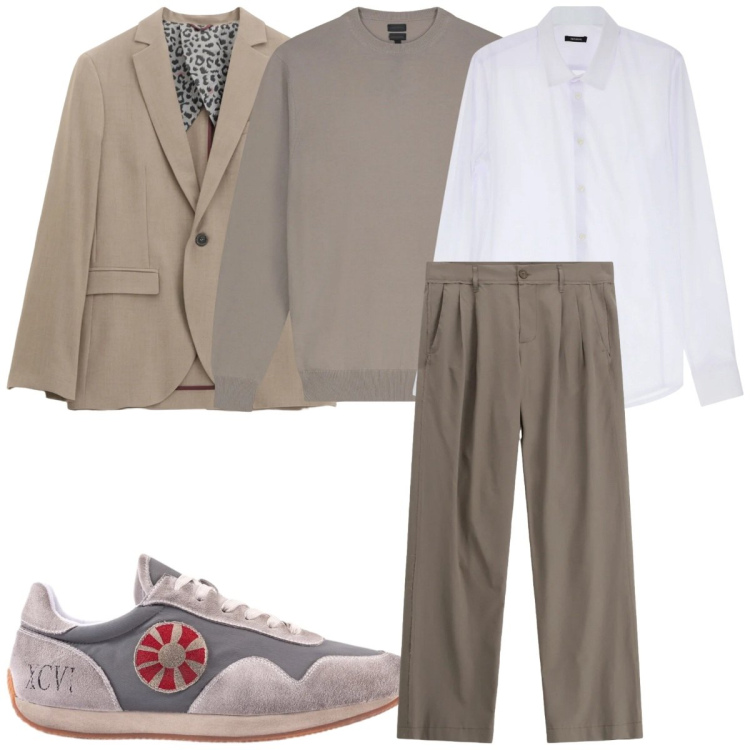 Outfit uomo - Total look #2345124. Stile Casual per Ufficio. Abbinamento con camicie, giacche, pantaloni, sneakers, maglieria.