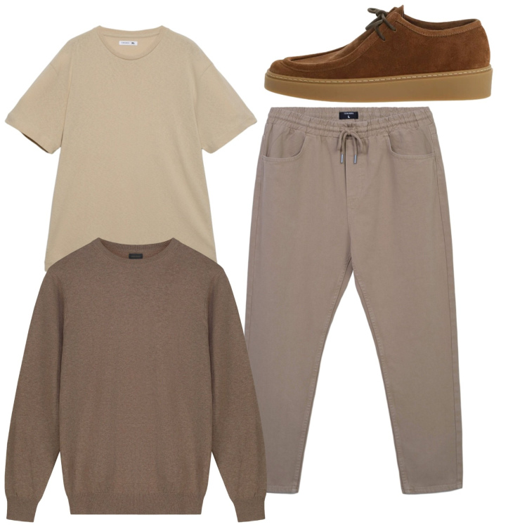 Outfit uomo - Total look #2345127. Stile Casual per Tutti i giorni. Abbinamento con pantaloni, t-shirt, scarpe stringate, maglieria.