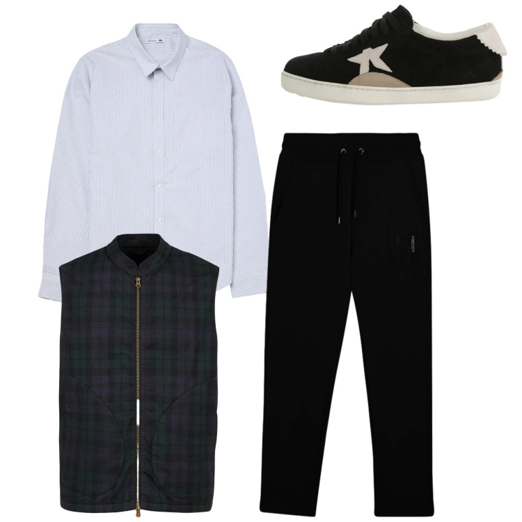 Outfit uomo - Total look #2345132. Stile Casual per Tutti i giorni. Abbinamento con sneakers, camicie, pantaloni, piumini.