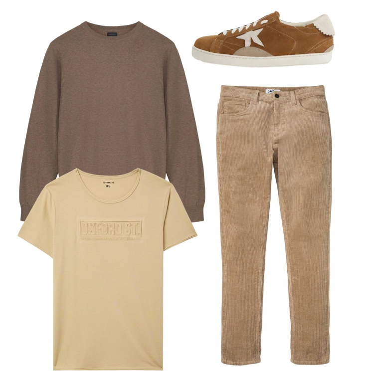 Outfit uomo - Total look #2345136. Stile Casual per Tutti i giorni. Abbinamento con pantaloni, sneakers, t-shirt, maglieria.