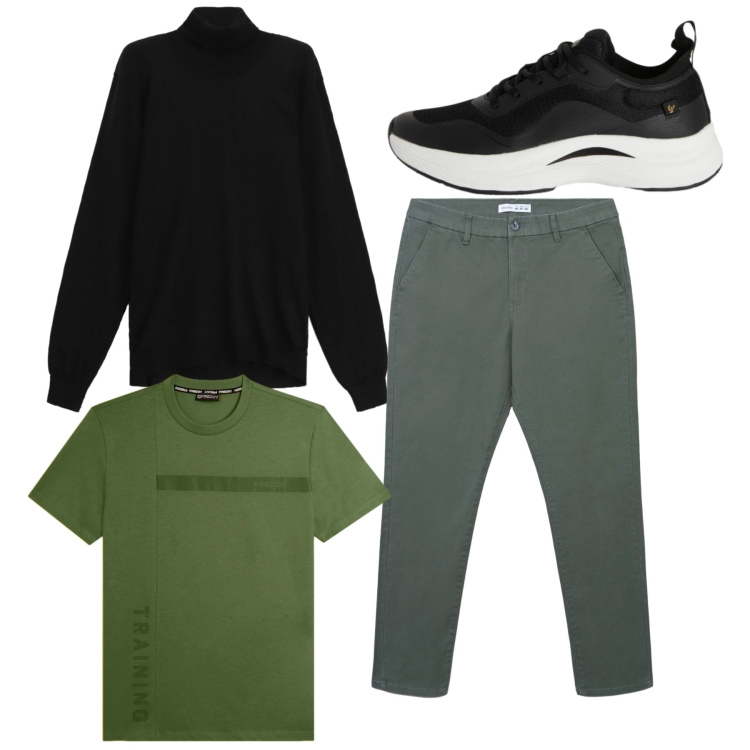 Outfit uomo - Total look #2345137. Stile Casual per Tutti i giorni. Abbinamento con maglieria, pantaloni chino, sneakers, t-shirt.