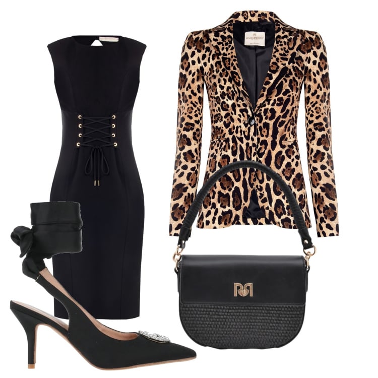 Outfit donna - La giacca leopardata. Stile Casual chic per Serata fuori. Abbinamento con décolleté, borse a spalla, vestiti a tubino, blazer.