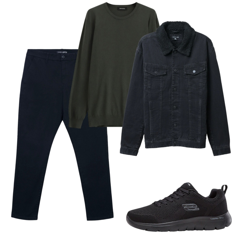 Outfit uomo - Febbraio urban. Stile Casual per Tutti i giorni. Abbinamento con sneakers, pantaloni chino, giacche, maglieria.