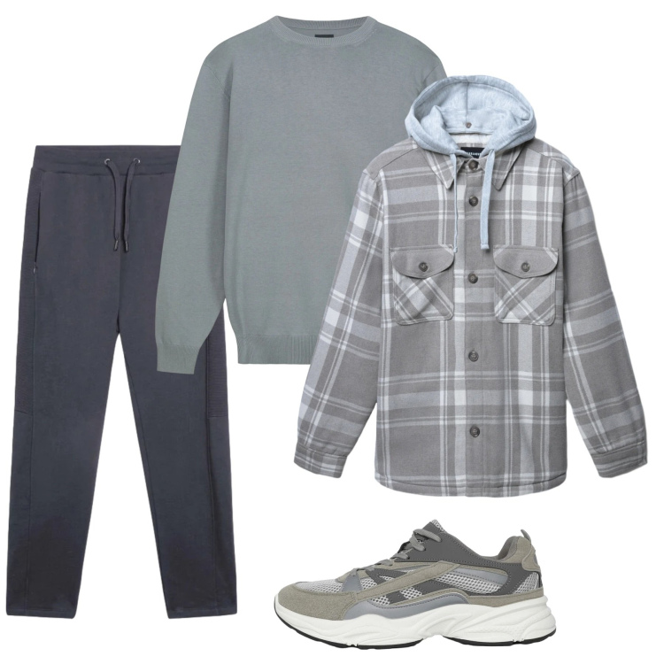 Outfit uomo - Febbraio. Stile Casual per Tutti i giorni. Abbinamento con sneakers, cappotti, pantaloni, maglieria.