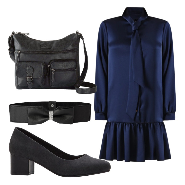 Outfit donna - Chemisier stile anni 50. Stile Bon Ton per Serata fuori. Abbinamento con borse a tracolla, décolleté, cinture, vestiti chemisier.