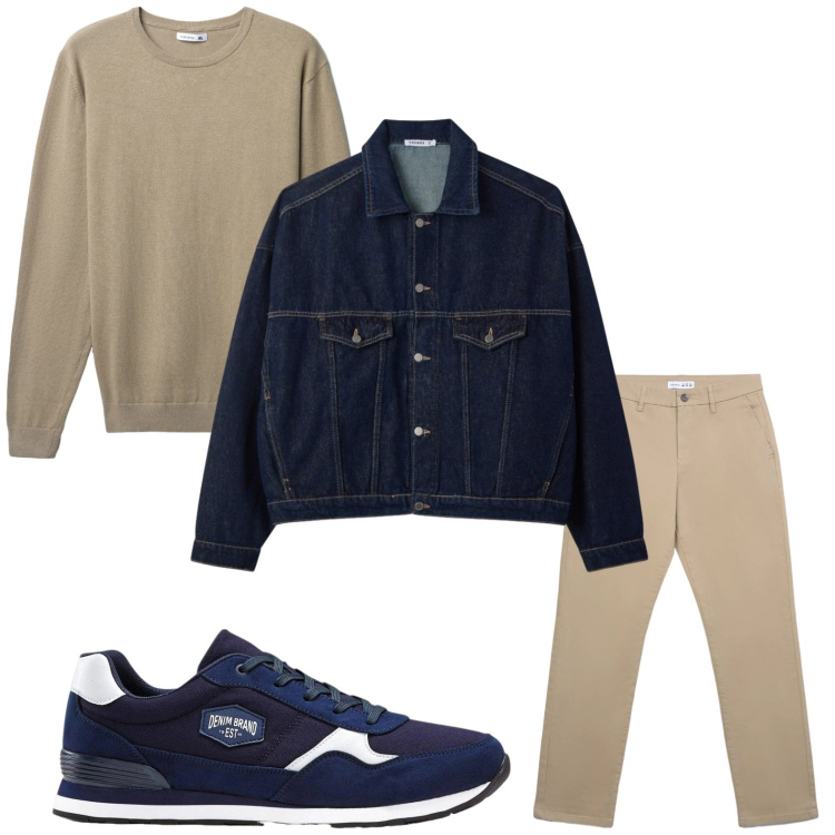 Outfit uomo - Denim lovers. Stile Casual per Tutti i giorni. Abbinamento con sneakers, pantaloni chino, maglieria, cappotti.