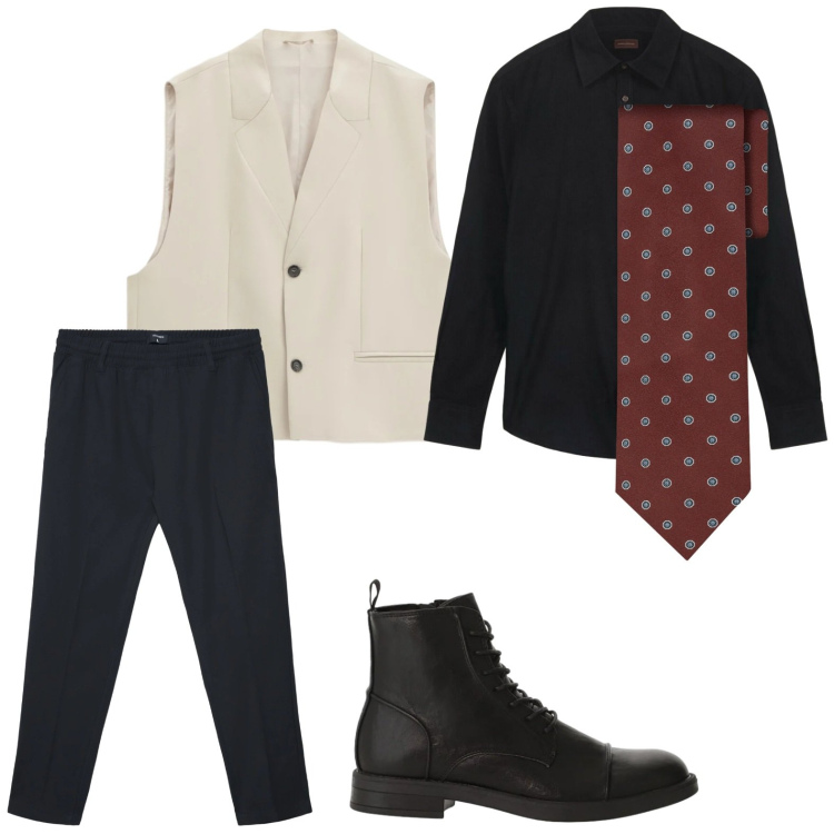 Outfit uomo - Il blazer 4 stagioni. Stile Casual per Tutti i giorni. Abbinamento con gilet, anfibi, pantaloni, camicie, cravatte.