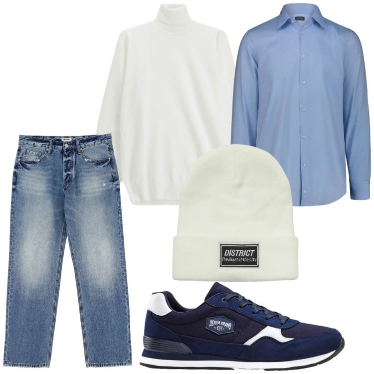 Outfit uomo - Jeans 4 stagioni. Stile Trendy per Tutti i giorni. Abbinamento con sneakers, jeans, maglieria, berretti, camicie.