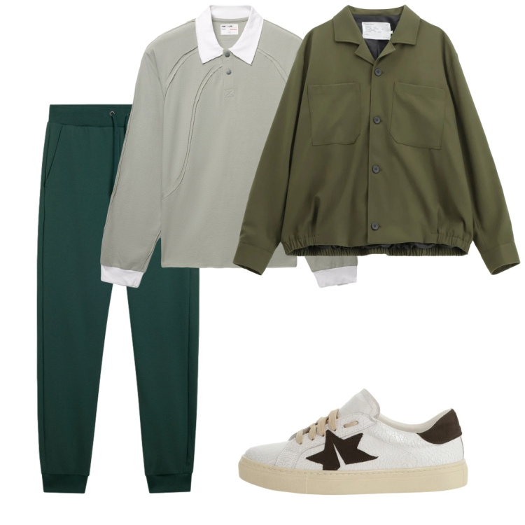 Outfit uomo - Febbraio. Stile Casual per Tutti i giorni. Abbinamento con polo, cappotti, sneakers, pantaloni.
