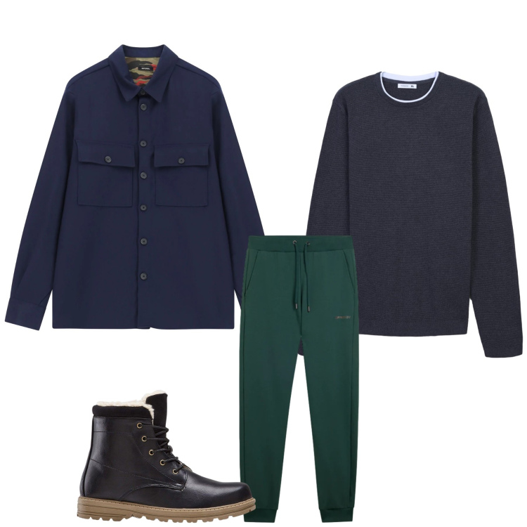 Outfit uomo - The Modern Streetwear. Stile Trendy per Tutti i giorni. Abbinamento con stivali e stivaletti, maglieria, camicie, pantaloni.